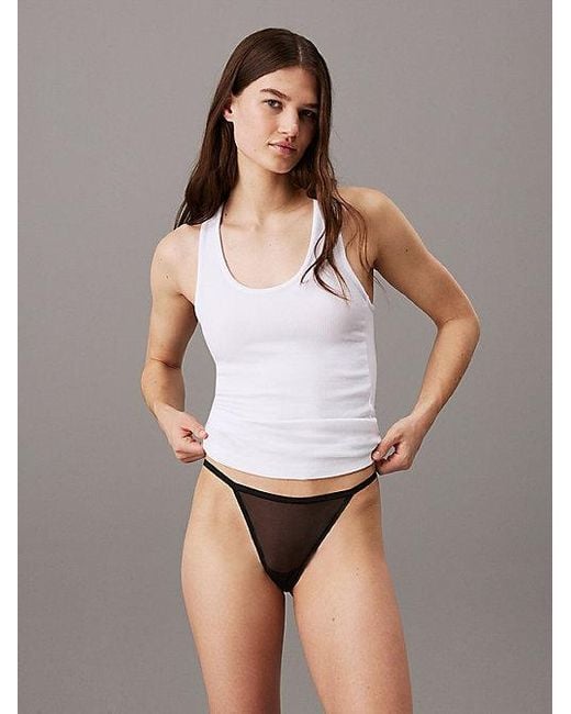 Calvin Klein Doorzichtige Mesh String in het White