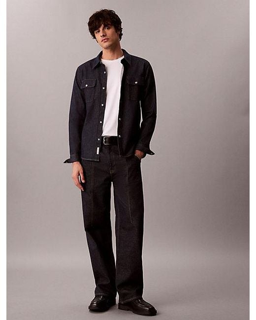 Calvin Klein Black Jeans Western Denim Shirt for men