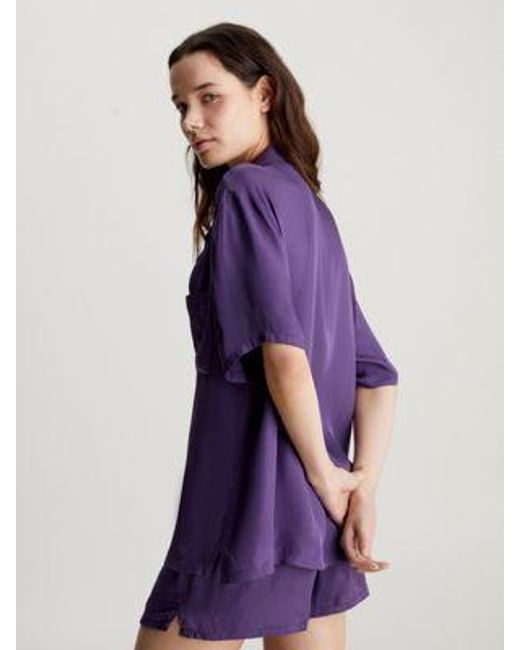 Calvin Klein Purple Pyjama-Top - Pure Sheen