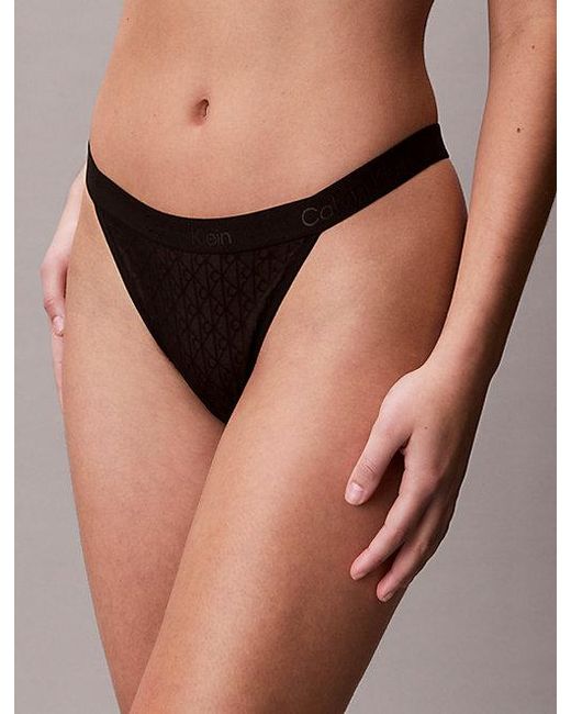 Calvin Klein White Thong Microfibre Lace