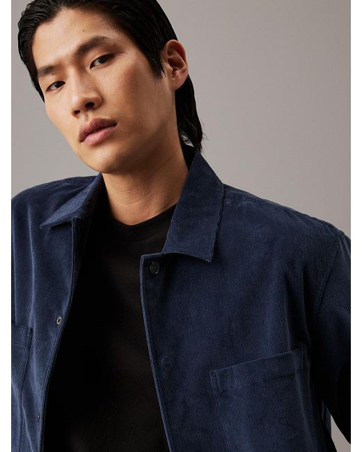 Calvin Klein Blue Boxy Corduroy Overshirt for men