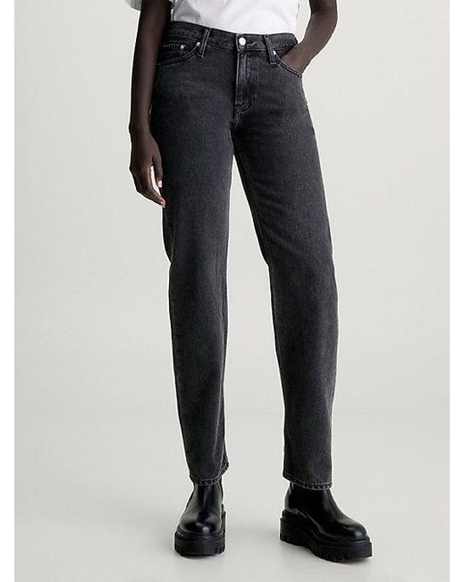 Straight Jeans de tiro bajo Calvin Klein de color Blue
