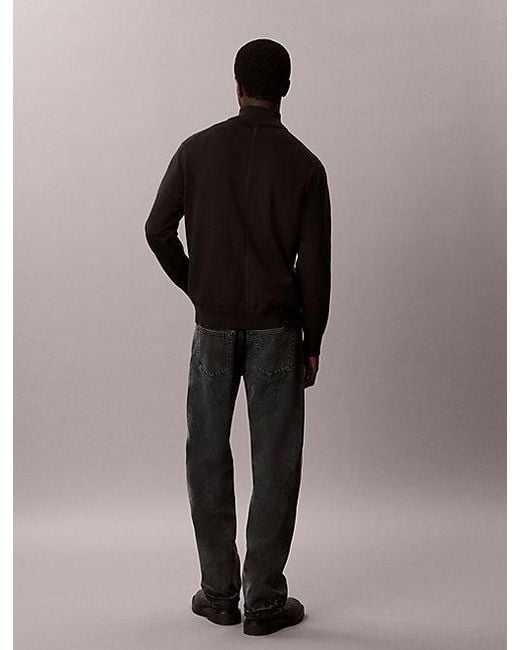 Calvin Klein Gray Premium Cotton Quarter Zip Jumper for men