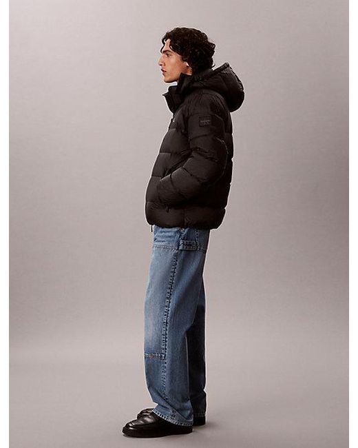 Calvin Klein Black Jeans Relaxed Nylon Puffer Jacket for men