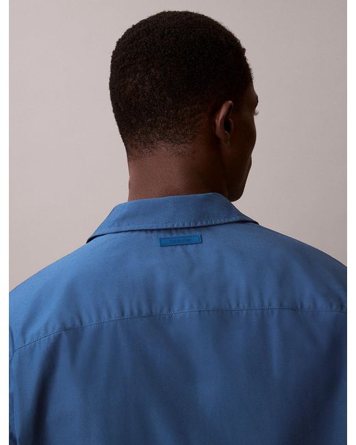 Calvin Klein Blue Relaxed Zip Up Poplin Overshirt for men