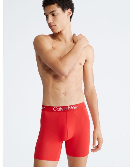 Calvin Klein Ultra-soft Modern 3-pack Boxer Brief in Red for Men | Lyst  Canada