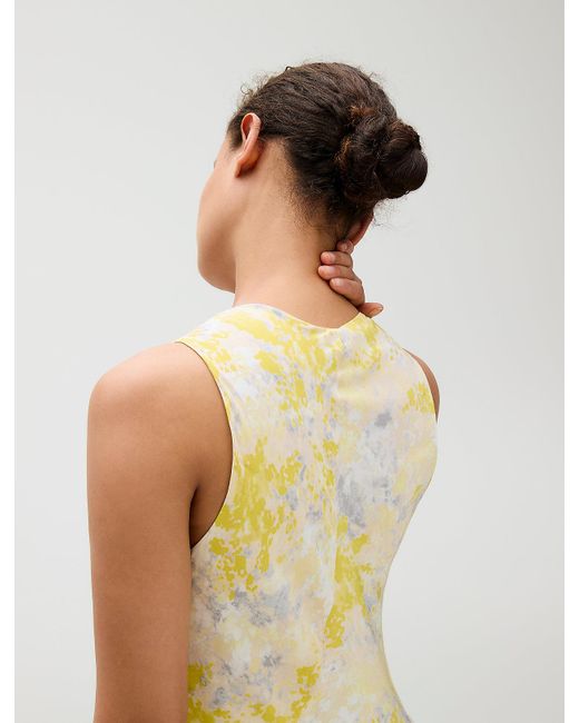 Calvin Klein Metallic Flared Viscose Printed Dress