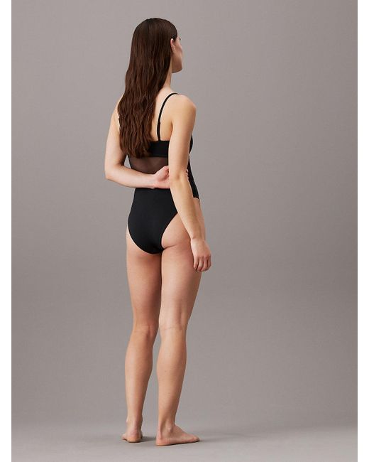 Calvin Klein Black Sheer Panel Swimsuit