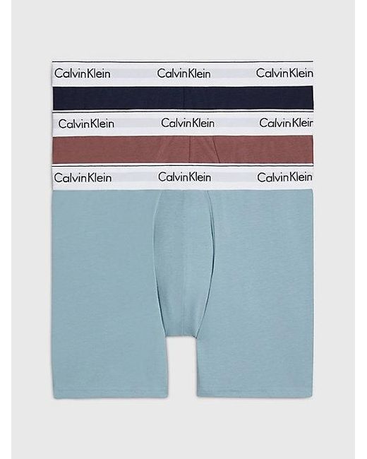 Calvin Klein 3-pack Boxers Lang - Modern Cotton in het Blue voor heren