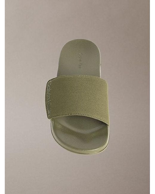 Calvin Klein Green Nemo Canvas Contoured Logo Sliders for men