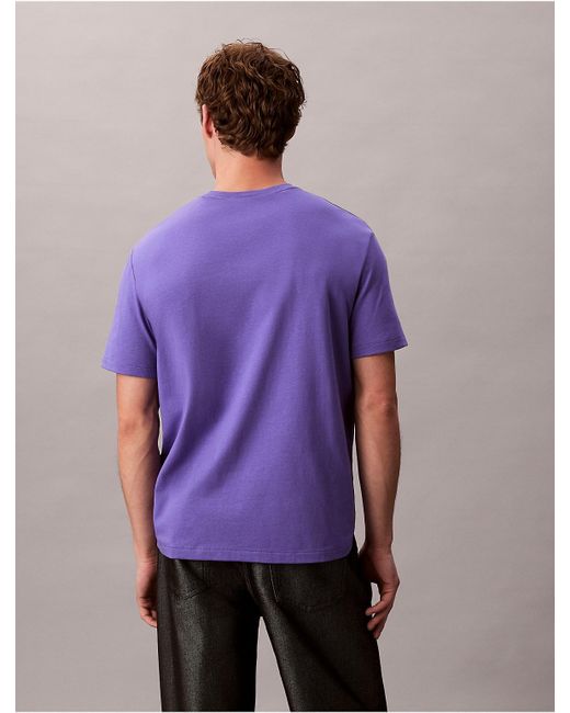 Calvin Klein Purple Embroidered Monogram Logo Relaxed T-Shirt for men