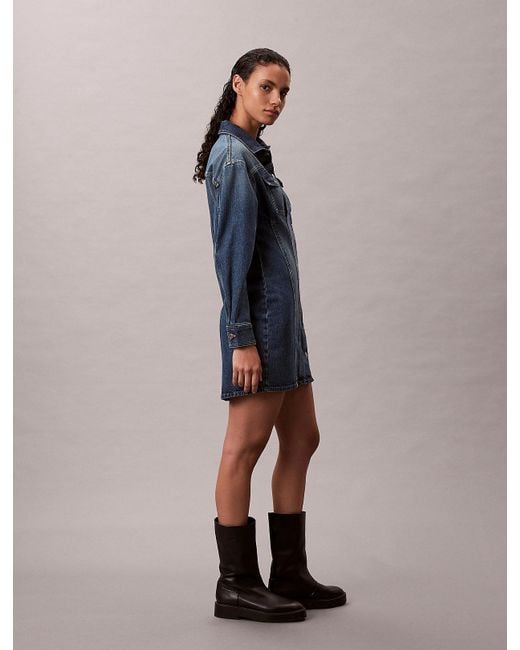 Calvin Klein Blue Denim Shirt Dress