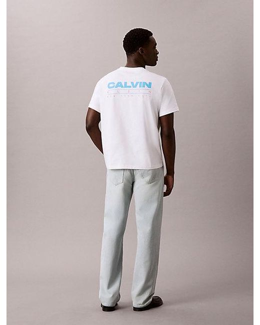 Calvin Klein White Jeans Relaxed Back Logo T-Shirt for men