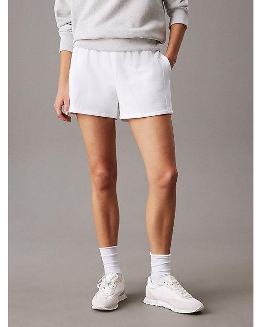 Shorts deportivos de felpa Calvin Klein de color White