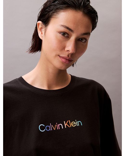 Calvin Klein Black Boxy Cropped Pyjama Top