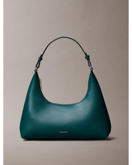 Calvin Klein Green Convertible Foil Logo Shoulder Bag