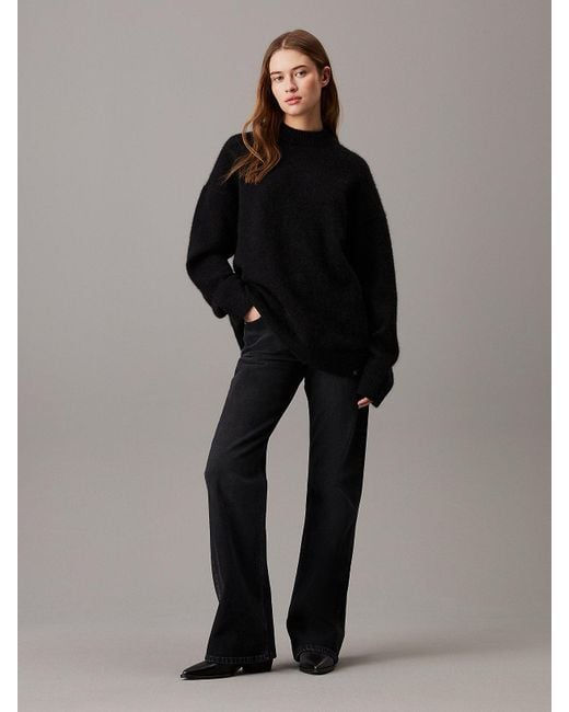 Calvin Klein Black Relaxed Wool Blend Jumper