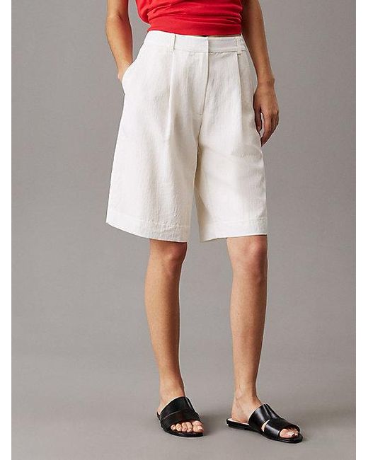 Calvin Klein White Weite Bundfalten-Shorts