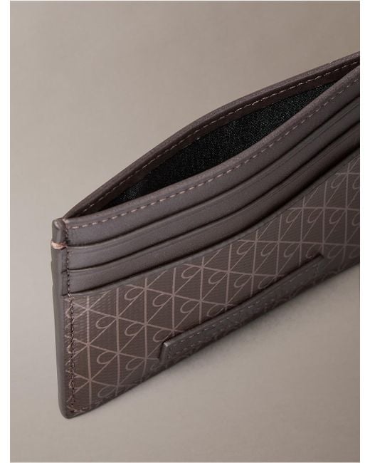 Calvin Klein Gray Allover Emblem Logo Card Case for men