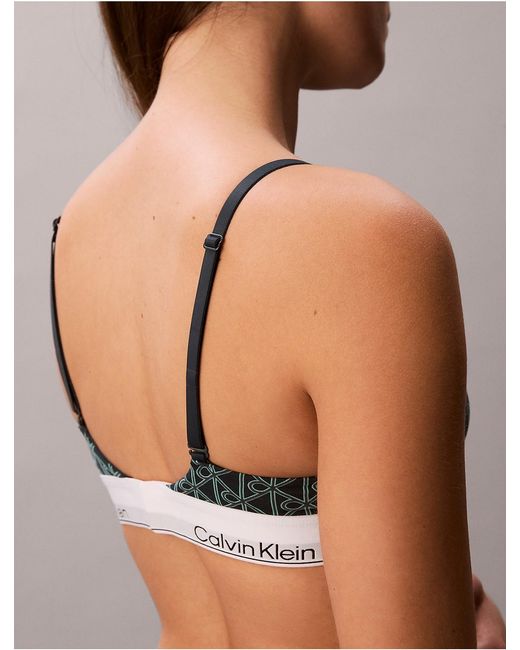 Calvin Klein White Lightly Lined Triangle Bralette Icon Cotton Modal