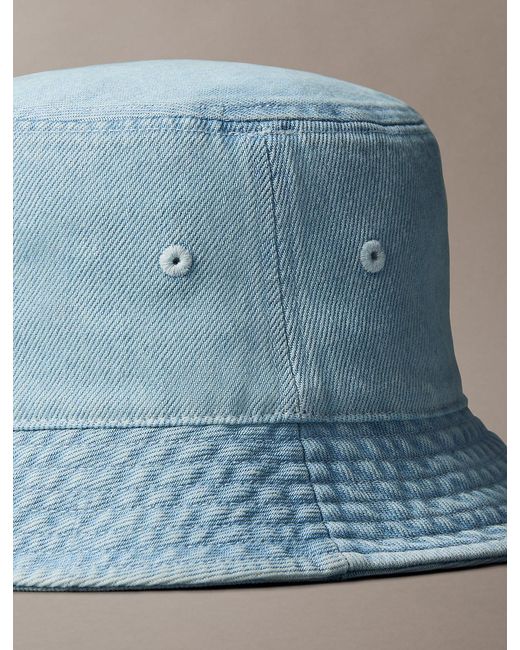 Calvin Klein Blue Denim Embroidered Monogram Bucket Hat for men