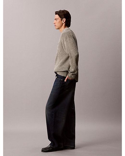 Calvin Klein Gray Jeans Cotton Ribbed Jumper for men