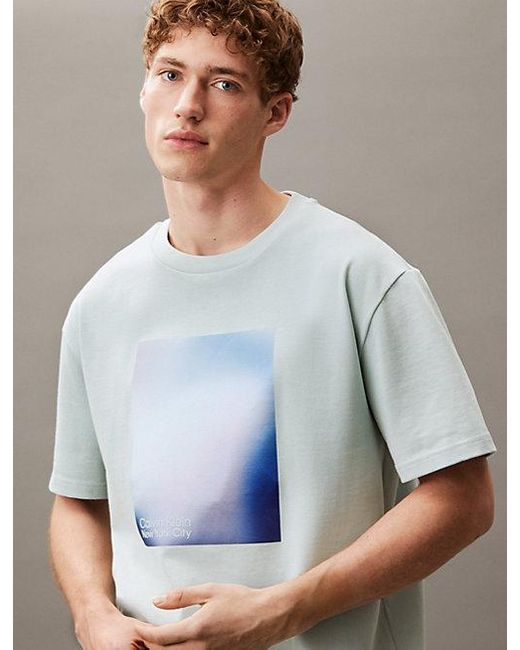 Calvin Klein Relaxed Iriserend T-Shirt Met Print in het Blue voor heren