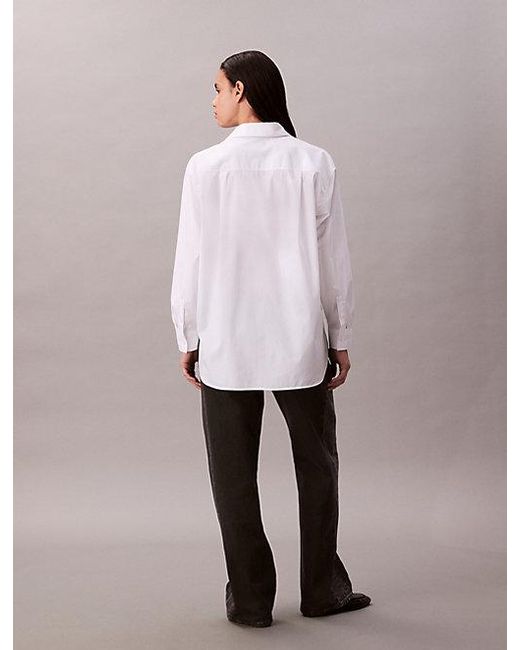 Calvin Klein White Jeans Poplin Relaxed Button Up Shirt