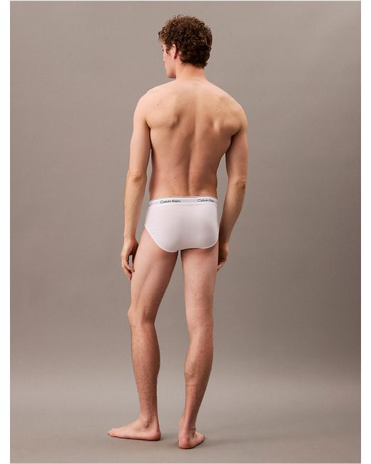 Calvin Klein White Icon Cotton Stretch 3-Pack Hip Brief for men