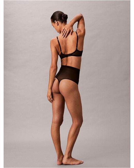 Calvin Klein Black Minimalist Mesh High Waist Thong