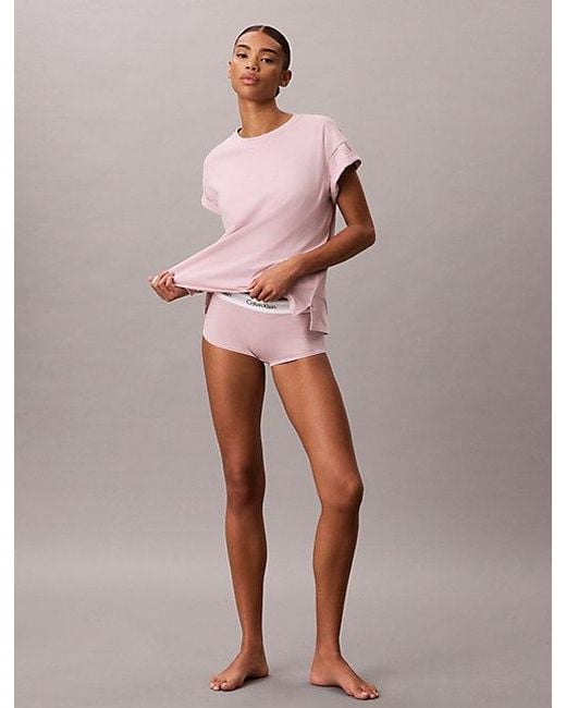 Calvin Klein Pink Relaxed T-Shirt Cotton Stretch Lounge