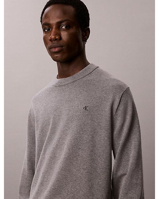 Calvin Klein Gray Jeans Classic Cotton Monogram Jumper for men