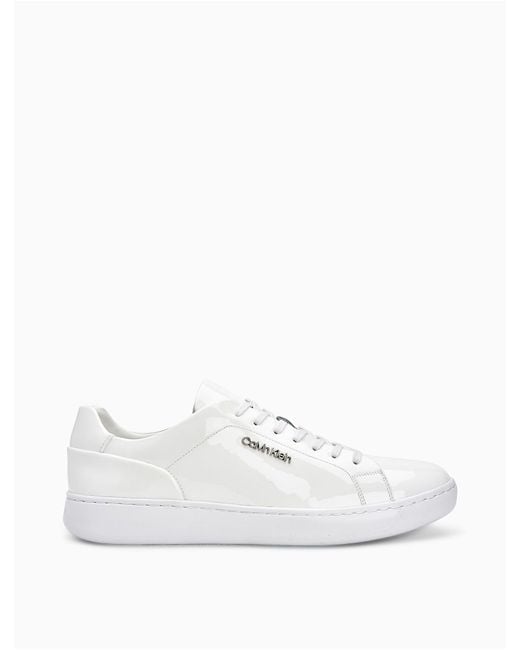 Calvin Klein Fuego Patent Leather Sneaker in White for Men | Lyst