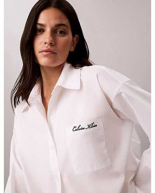 Calvin Klein Pink Pyjama Shirt Cotton Poplin