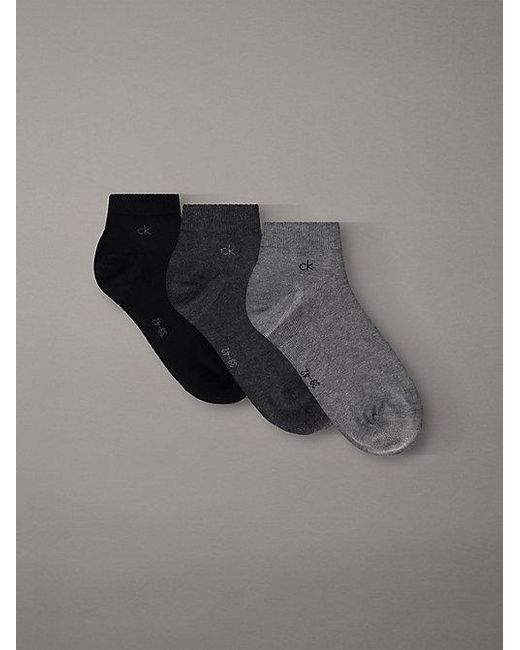 Calvin Klein Gray 3 Pack Soft Cotton Stretch Ankle Socks for men
