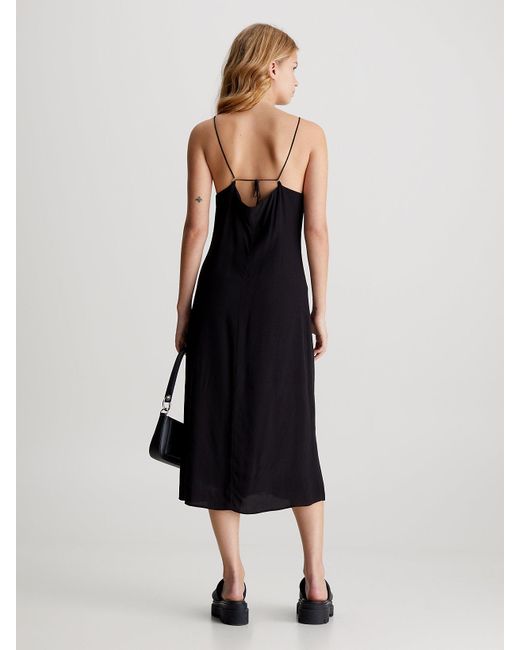 Calvin Klein Black Chiffon Button-through Midi Dress