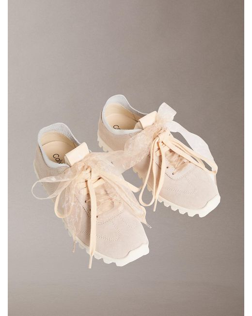 Calvin Klein Pink Suede Organza Runner Trainers