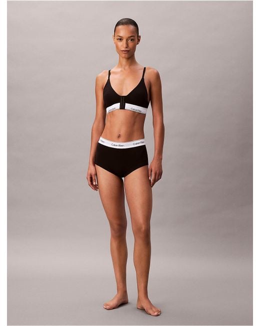 Calvin Klein Black Icon Cotton Modal Post Surgery Lightly Lined Triangle Bralette