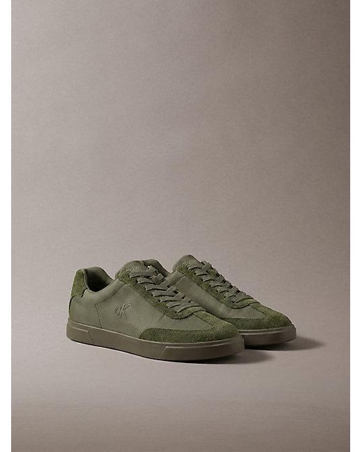 Calvin Klein Brown Suede Mix Signature Logo Trainers for men