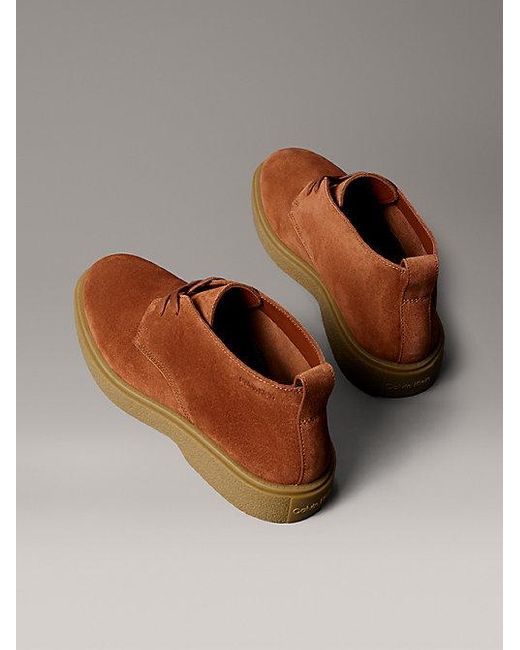 Calvin Klein Suède Veterschoenen Met Airfit-Demping in het Brown voor heren