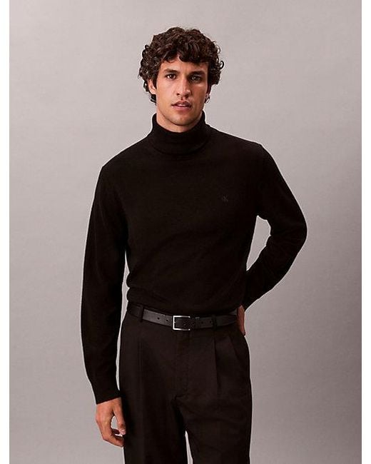 Calvin Klein Coltrui Van Merinowol in het Black voor heren
