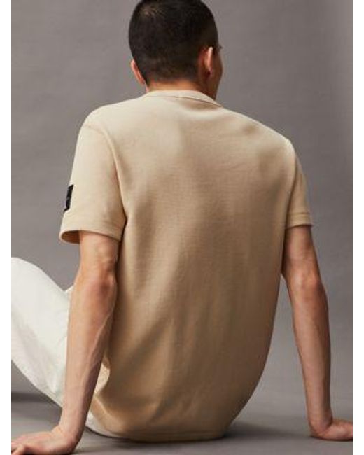 Calvin Klein T-shirt Van Wafelkatoen Met Embleem in het Natural voor heren