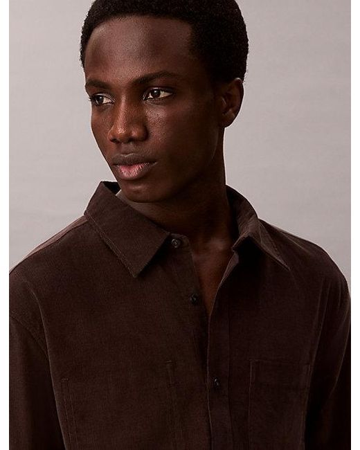 Calvin Klein Corduroy Relaxed Button-Down Overhemd in het Brown voor heren