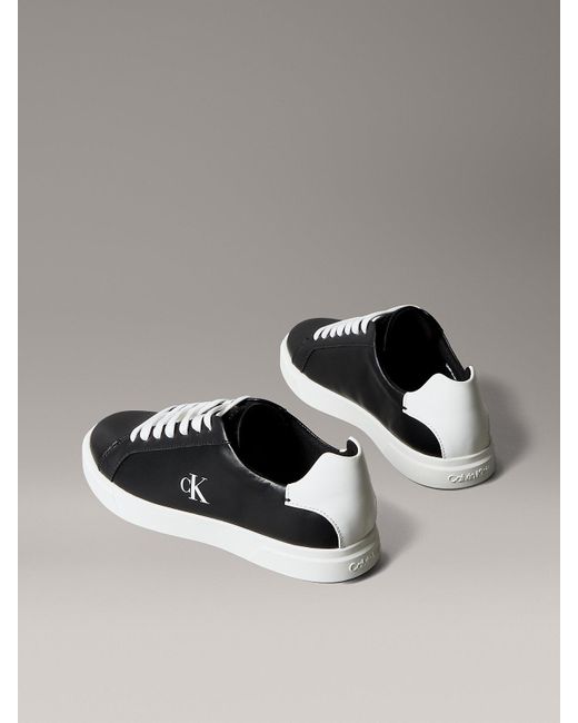 Baskets En Cuir Avec Logo Signature Calvin Klein en coloris Metallic