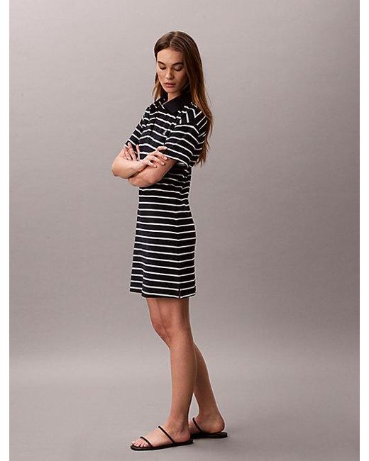 Calvin Klein Multicolor Jeans Cotton Piqué Stripe Polo Dress