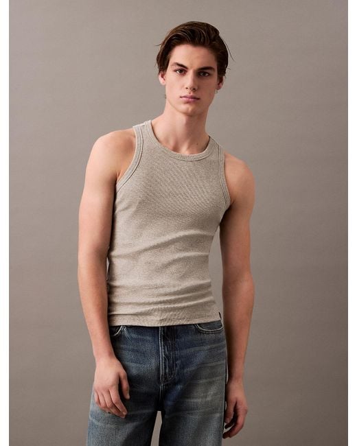 Calvin Klein Blue Cotton Stretch Lounge Tank Top for men