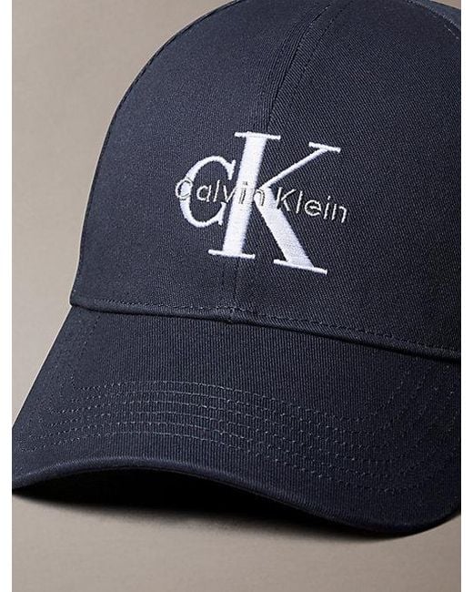 Calvin Klein Blue Embroidered Monogram Logo Twill Cap for men