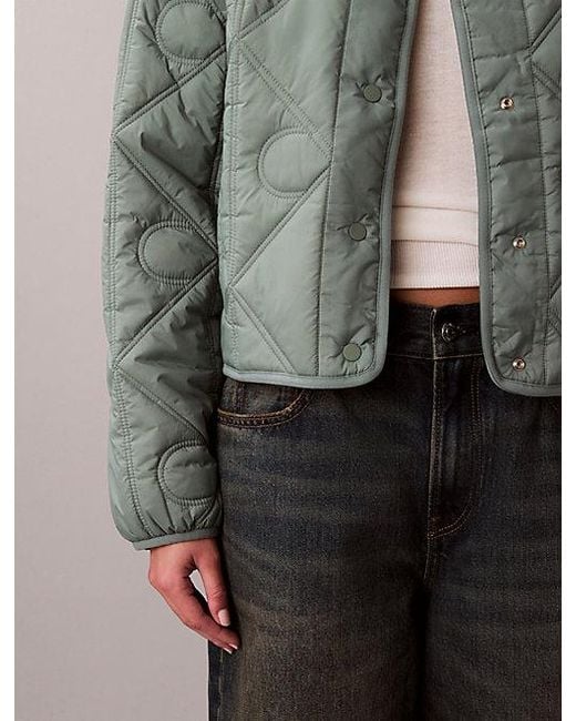 Calvin Klein Gray Jeans Allover Emblem Logo Quilted Liner Jacket