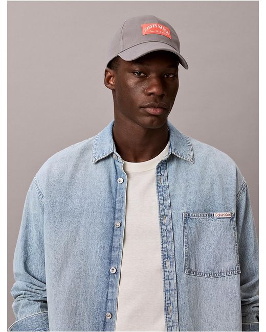 Calvin Klein Gray Heritage Crest Patch Baseball Cap for men