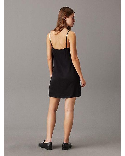 Calvin Klein Jurk Met Satijnen Bustier En Spaghettibandjes in het Black